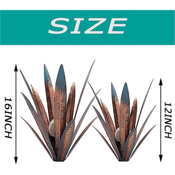 2pcs Tequila Sculpture Metal Agave Plant Home Decor Rustic Hand Painted Figurine - Picture 3 of 7